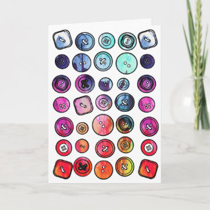 Carte Boutons à l'aquarelle Couture
