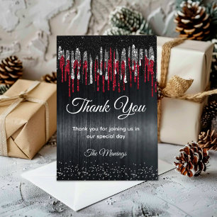 Carte Boutons de parties scintillant en argent noir et r