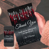 Carte Boutons de parties scintillant en argent noir et r