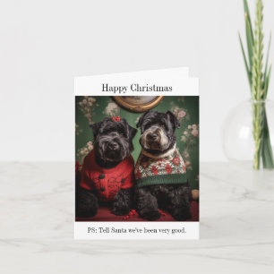 Carte Bouvier des Flandres Chiens en pulls de Noël