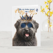 Carte Bouvier Dog King pour une journée d'anniversaire a (Fleur jaune)