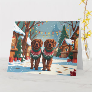 Carte Bouviers des Flandres Chiens Noël Fête de la neige