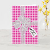 Carte Bow Anniversaire Sur En vichy Rose (Fleur jaune)