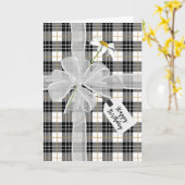 Carte Bow d'anniversaire avec marguerites sur Tartan Pla (Fleur jaune)