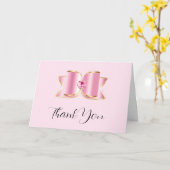 Carte Bow en verre rose avec Merci en pierre angulaire (Fleur jaune)