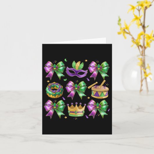 Carte Bow King Cake Couronne Masque Tambour Mardi Gras C (Fleur jaune)
