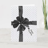 Carte Bow Noir Anniversaire Sur Points Épingles (Devant)