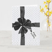 Carte Bow Noir Anniversaire Sur Points Épingles (Fleur jaune)