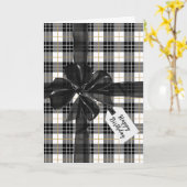 Carte Bow Noir Anniversaire Sur Tartan Plaid (Fleur jaune)