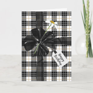 Carte Bow Noir Anniversaire Sur Tartan Plaid