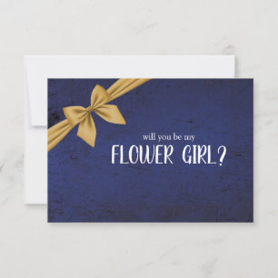 Carte Bow Or Bleu Foncé Serez-Vous Ma Fille Fleur