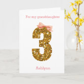 Carte Bow rose et Parties scintillant or 3e anniversaire (Fleur jaune)