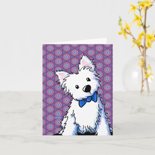 Carte Bow Tie Westie  (Fleur jaune)