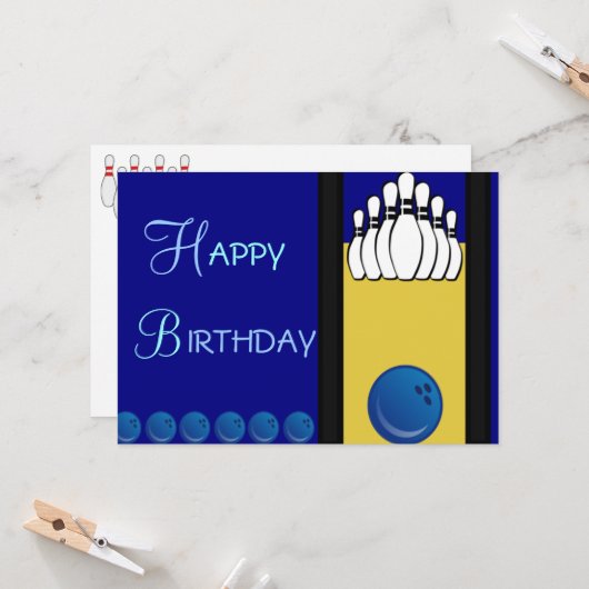 Carte Bowling Anniversaire (Devant/Arrière en situation)