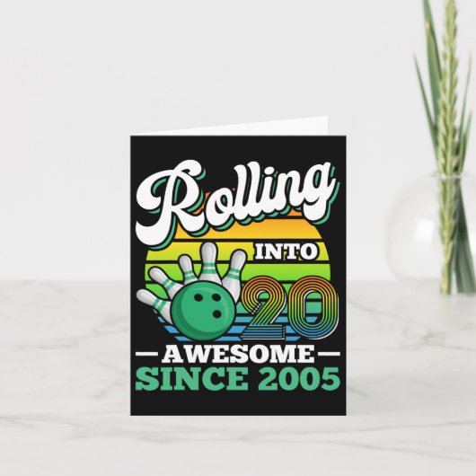 Carte Bowling Anniversaire de la fête de rouler dans 20 (Devant)