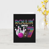 Carte Bowling Anniversaire Fête Rollin Into 7 7e Anniver (Fleur jaune)