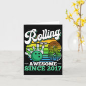 Carte Bowling Anniversaire Fête Rolling En 8 Ans Garçon  (Fleur jaune)