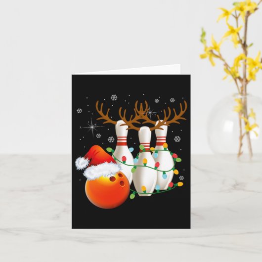 Carte Bowling Cadeaux Noël Bowling Santa Hat Christma (Fleur jaune)