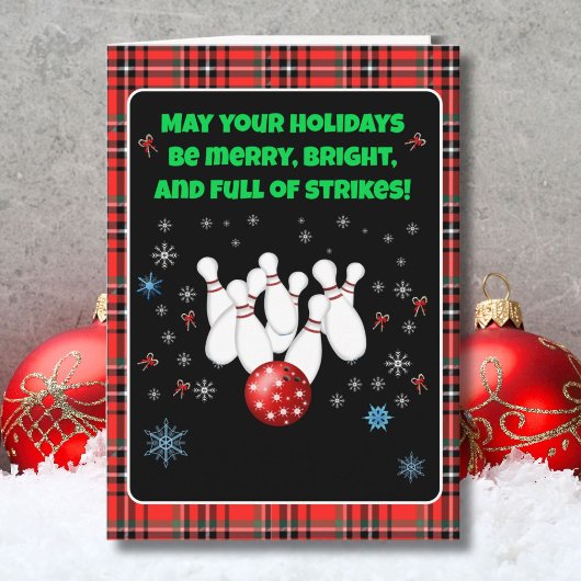 Carte Bowling des Fêtes de fin d'année joyeuses avec Flo