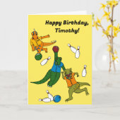 Carte Bowling Dinosaures Dessins de bowling Personnalisé (Fleur jaune)