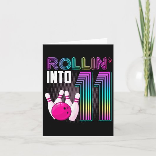 Carte Bowling Party Rollin' Into 11 11e anniversaire fil (Devant)