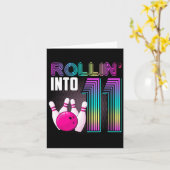 Carte Bowling Party Rollin' Into 11 11e anniversaire fil (Fleur jaune)