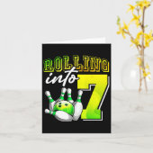 Carte Bowling Party Rolling dans 7 7e anniversaire fille (Fleur jaune)