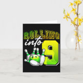 Carte Bowling Party Rolling dans 9 9e anniversaire fille (Fleur jaune)