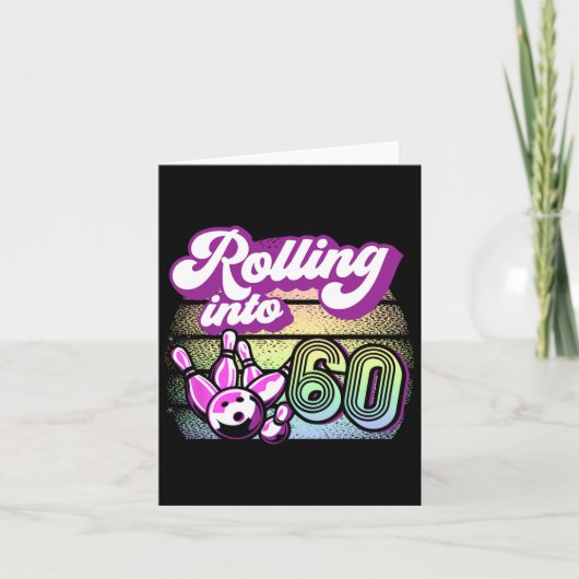 Carte Bowling Party Rolling En 60 Bowling Anniversaire (Devant)