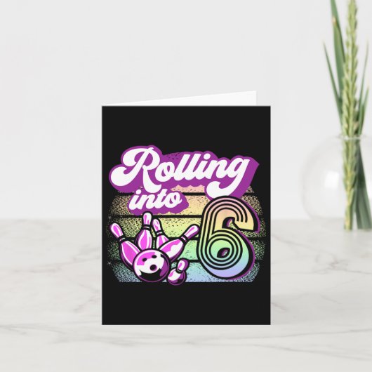 Carte Bowling Party Rolling En 6 Bowling Anniversaire (Devant)