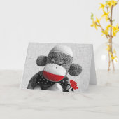 Carte Bowty The Sock Monkey Grey Card (Fleur jaune)