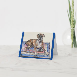 Carte Boxe 3aquarelle douce connexion chien & homme