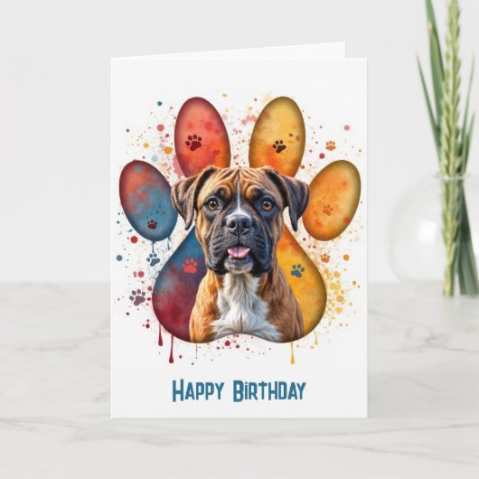 Carte Boxe d'anniversaire Chien dans une conception d'em (Devant)