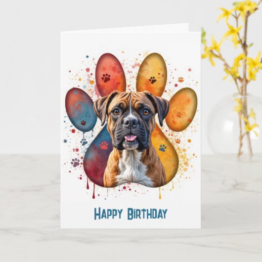 Carte Boxe d'anniversaire Chien dans une conception d'em (Fleur jaune)