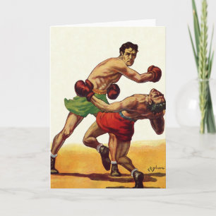 Carte Boxe sportive vintage, Boxers dans un combat
