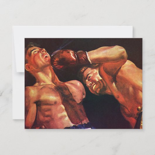 Carte Boxe sportive vintage, boxeurs se battant (Devant)