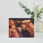 Carte Boxe sportive vintage, boxeurs se battant (Debout devant)