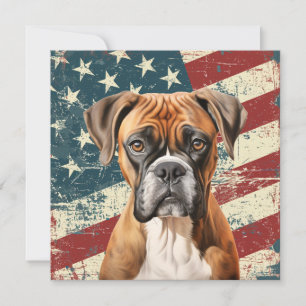Carte Boxer Américain Drapeau Américain Grunge