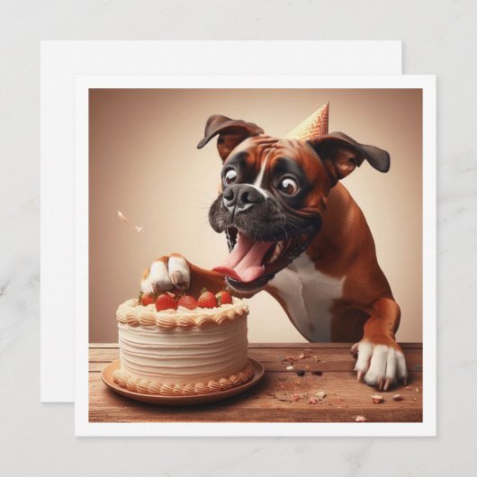 Carte Boxer, Boxer Anniversaire Invitation (Devant / Derrière)