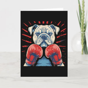 Carte Boxer Bulldog avec gants de boxe Kickboxing Drôle