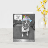 Carte Boxer Casquette Birthday Brindle (Fleur jaune)