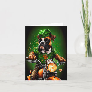 Carte Boxer Chien Conduite Vélo St. Patrick's Day