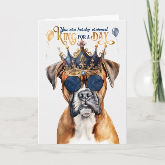Carte Boxer Chien King pour une journée d'anniversaire d (Devant)