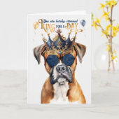 Carte Boxer Chien King pour une journée d'anniversaire d (Fleur jaune)