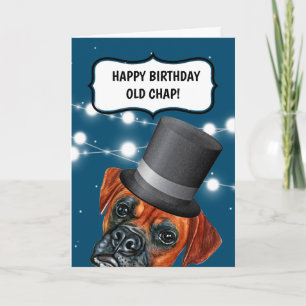 Carte Boxer chien portant chapeau haut British vieux hum