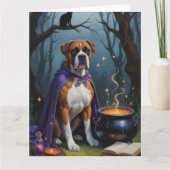 Carte Boxer Chien Whimsical Halloween Peinture (Devant)