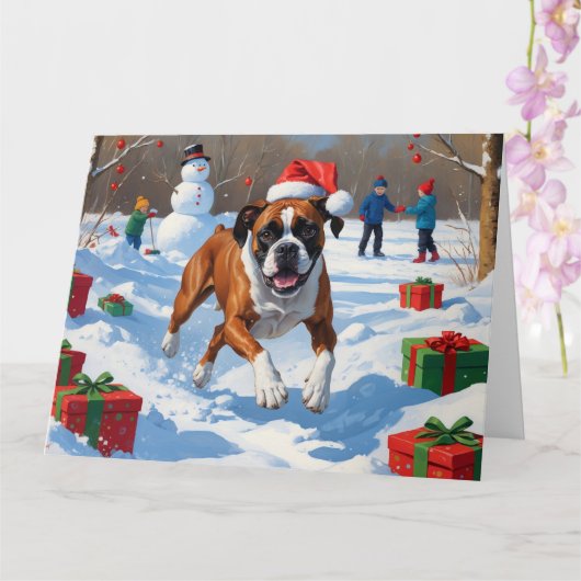 Carte Boxer Christmas Festive Scène de neige (Orchidée)