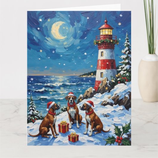 Carte Boxer Christmas Lighthouse Holiday (Devant)