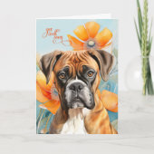 Carte Boxer Dog Bold Orange Poppy Flowers Get Well (Devant)