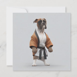 Carte Boxer Dog Jouer Karate, Karate Champion Boxer Dog